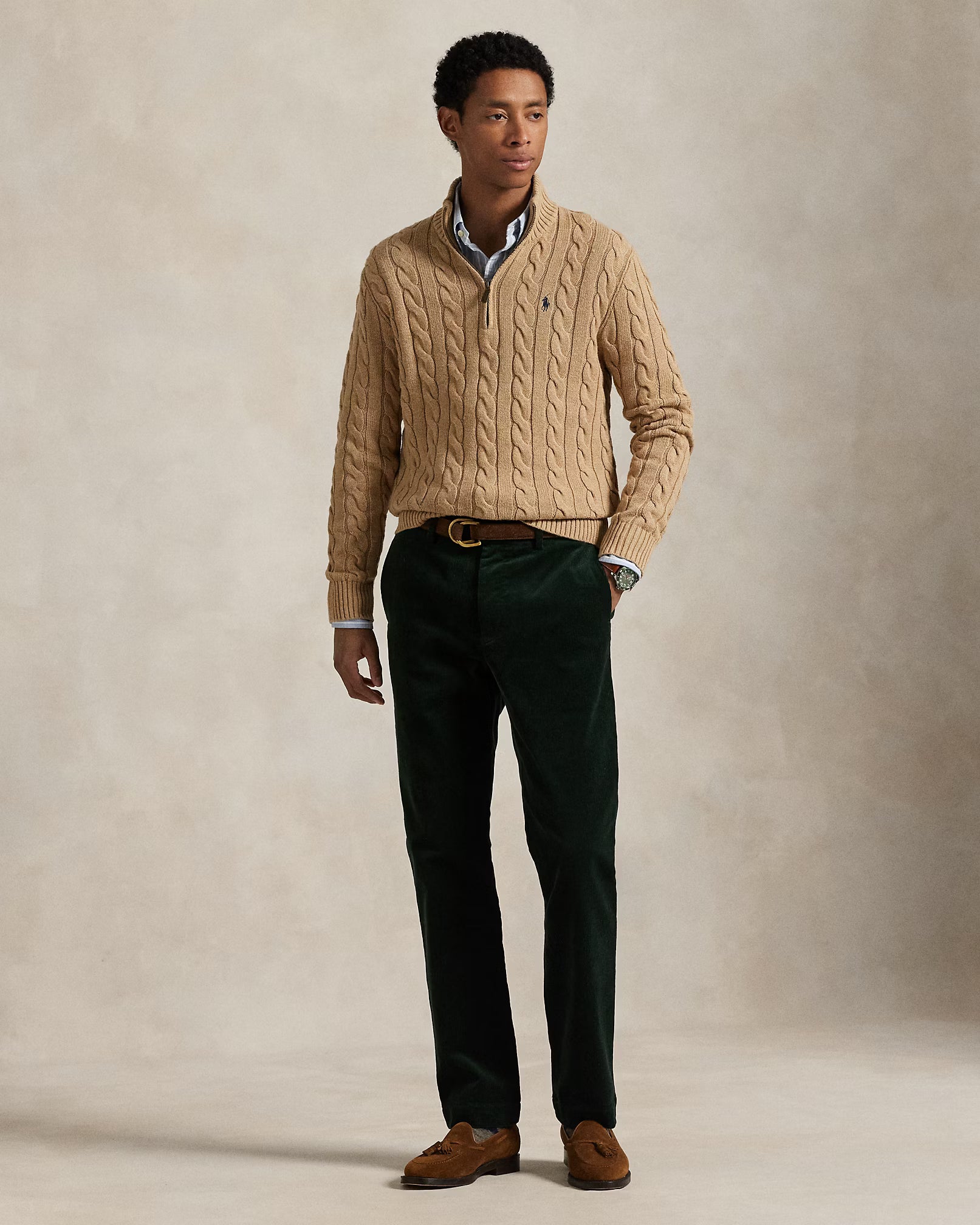 Jersey de algodón con cremallera hasta el pecho