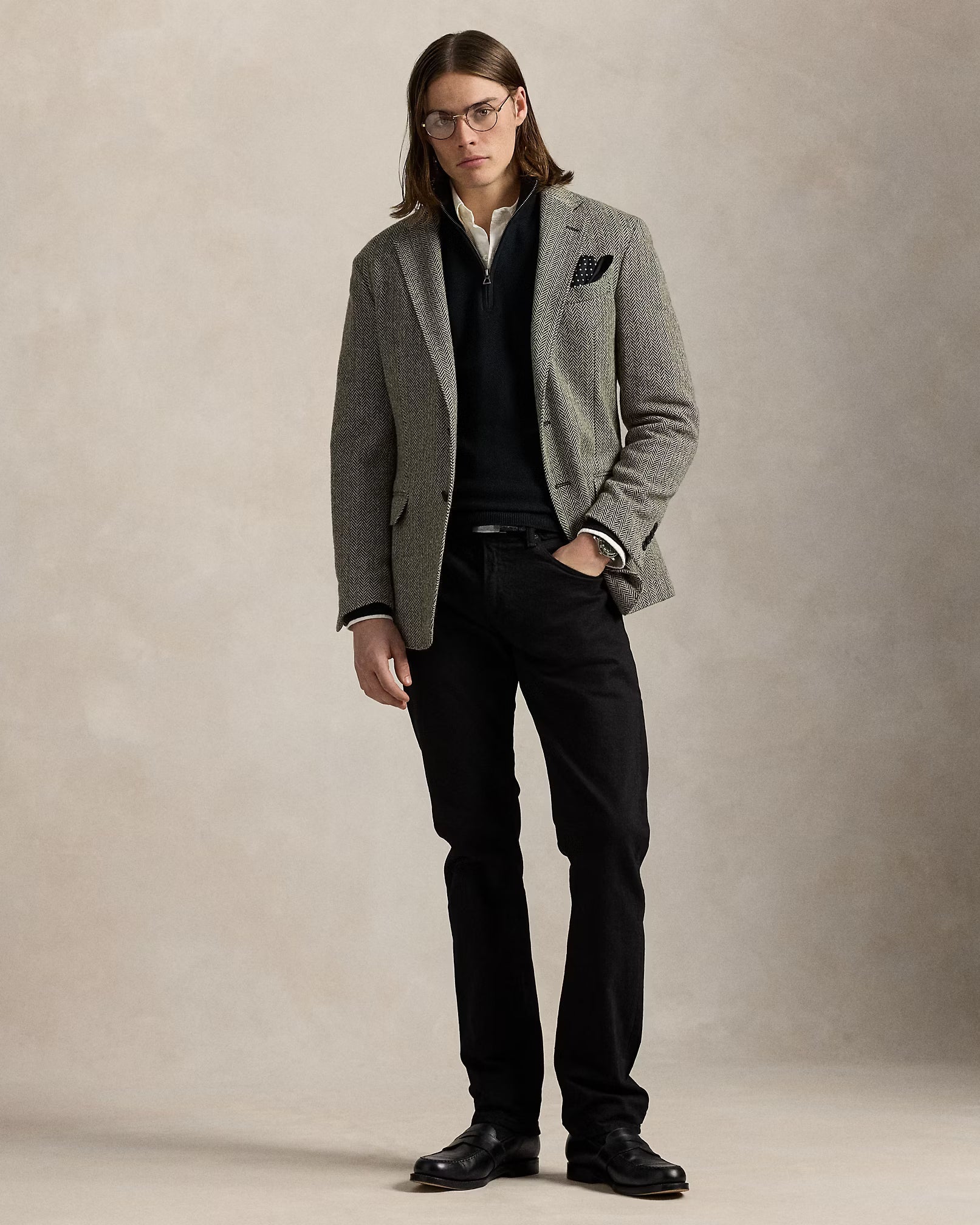 Jersey de algodón de punto de malla con cremallera de un cuarto