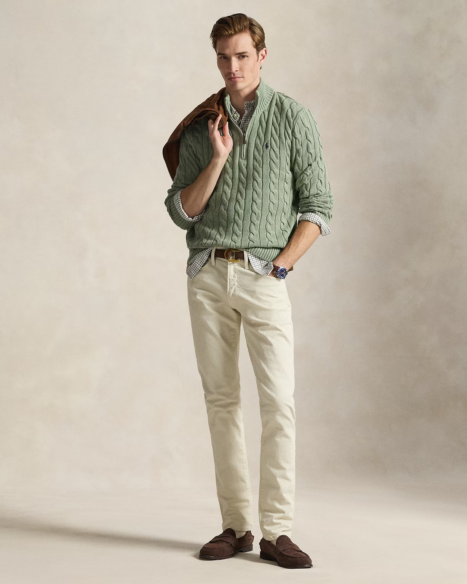 Jersey de algodón con cremallera hasta el pecho