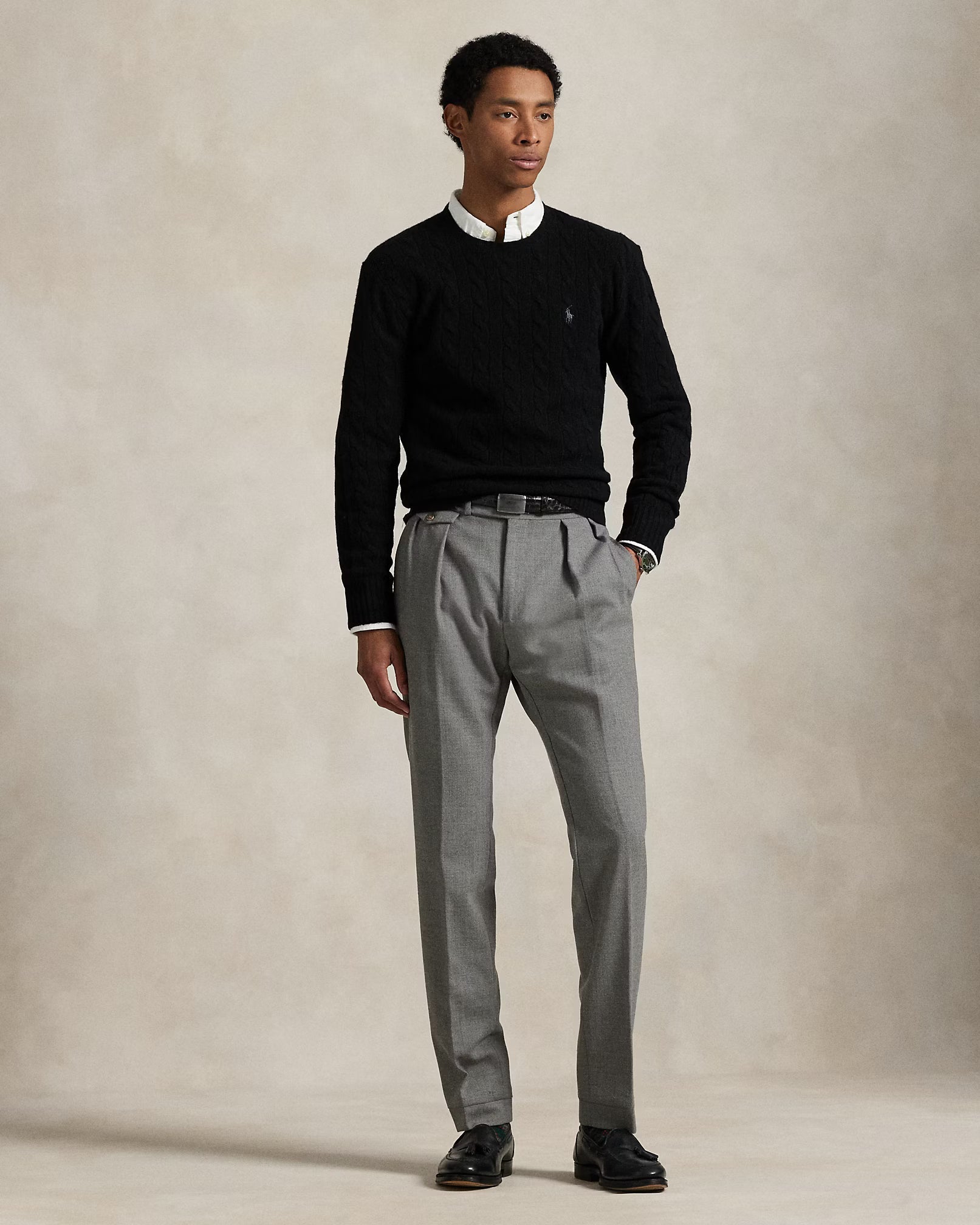 Jersey de lana y cachemira tejido con cable