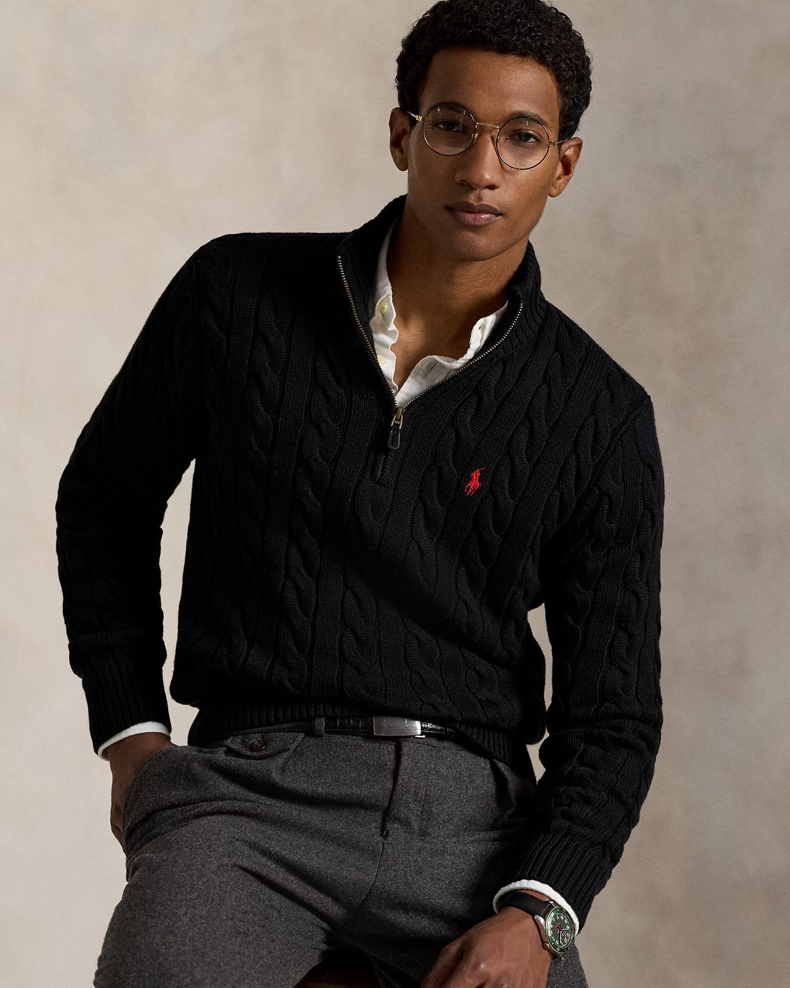 Jersey de algodón con cremallera hasta el pecho