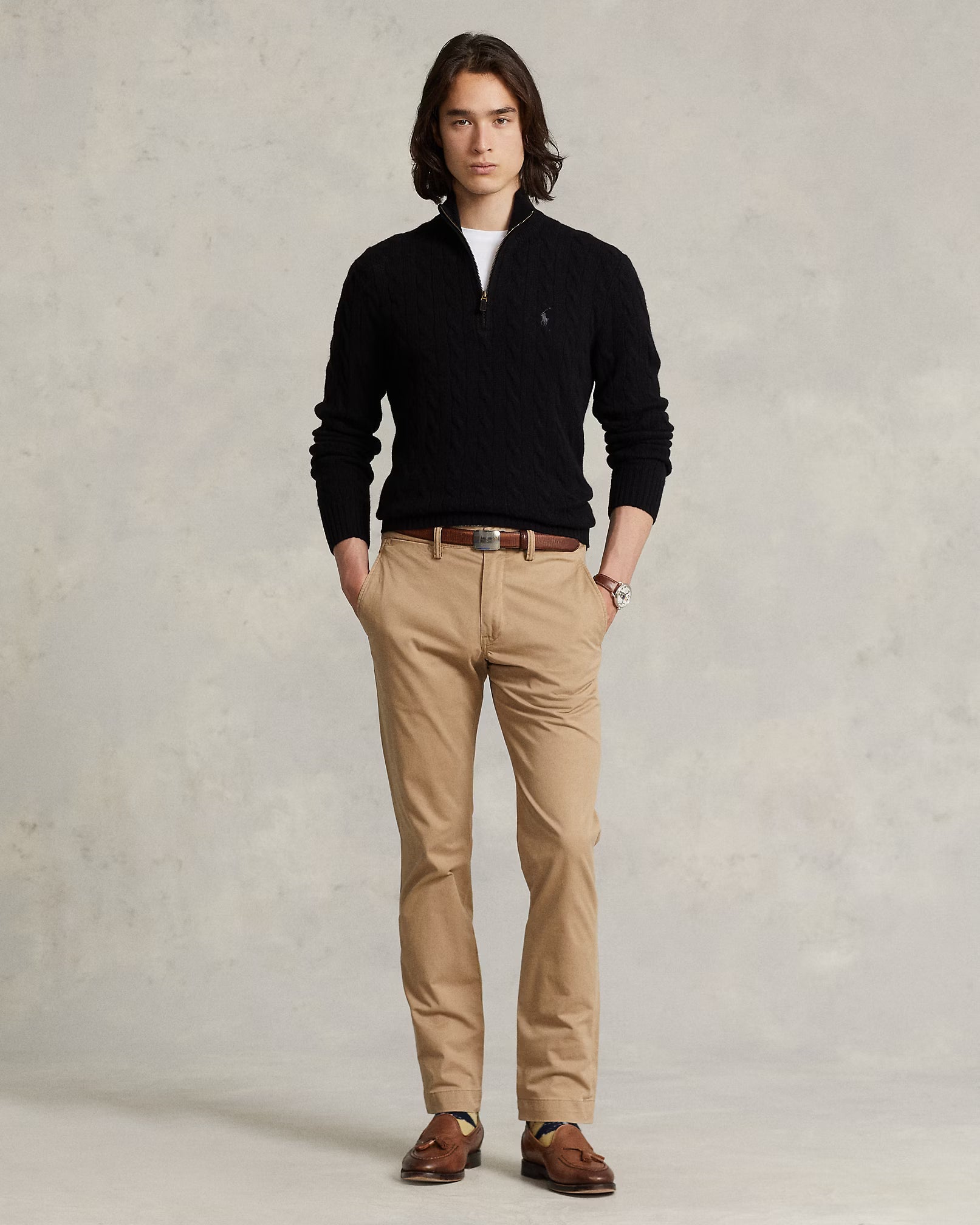 Jersey de lana y cachemira con tejido de punto trenzado