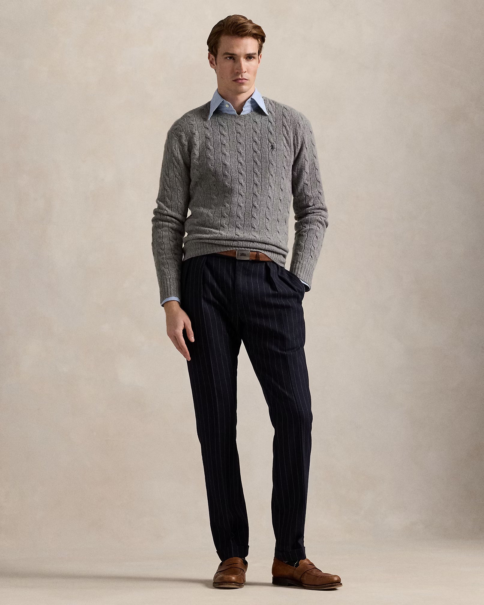 Jersey de lana y cachemira tejido con cable